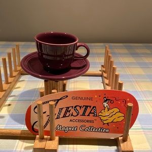 Fiestaware cup and saucer in Heather. Color discontinued in 2008.